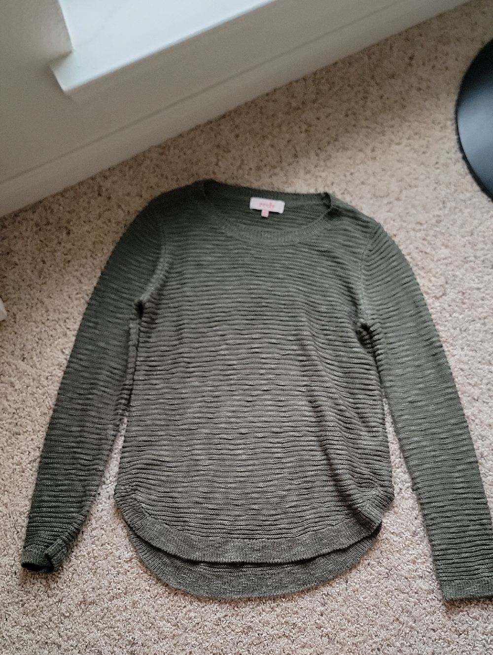 Redy Olive Green Ribbed Knit Sweater Size Small